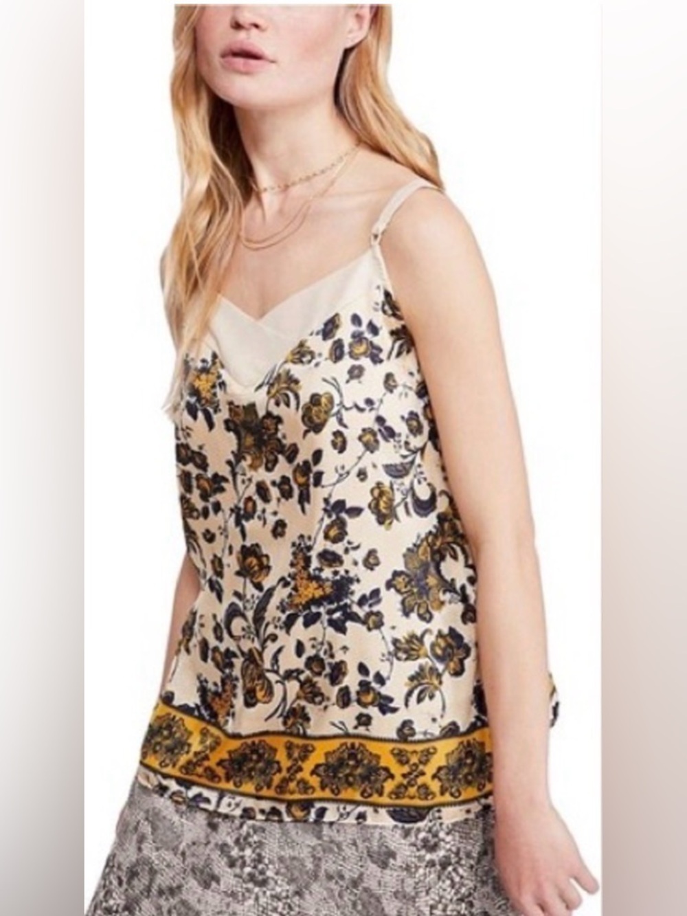 Free People Intimately Solstice Printed Camisole in Tea Combo, size L, NWOT